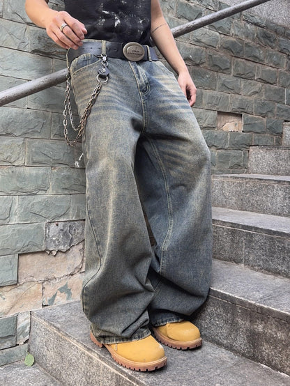 Mens Streetwear Hip Hop Baggy Wide Leg jeans