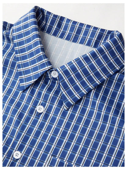 Men's Gingham Cropped Button Down Shirts