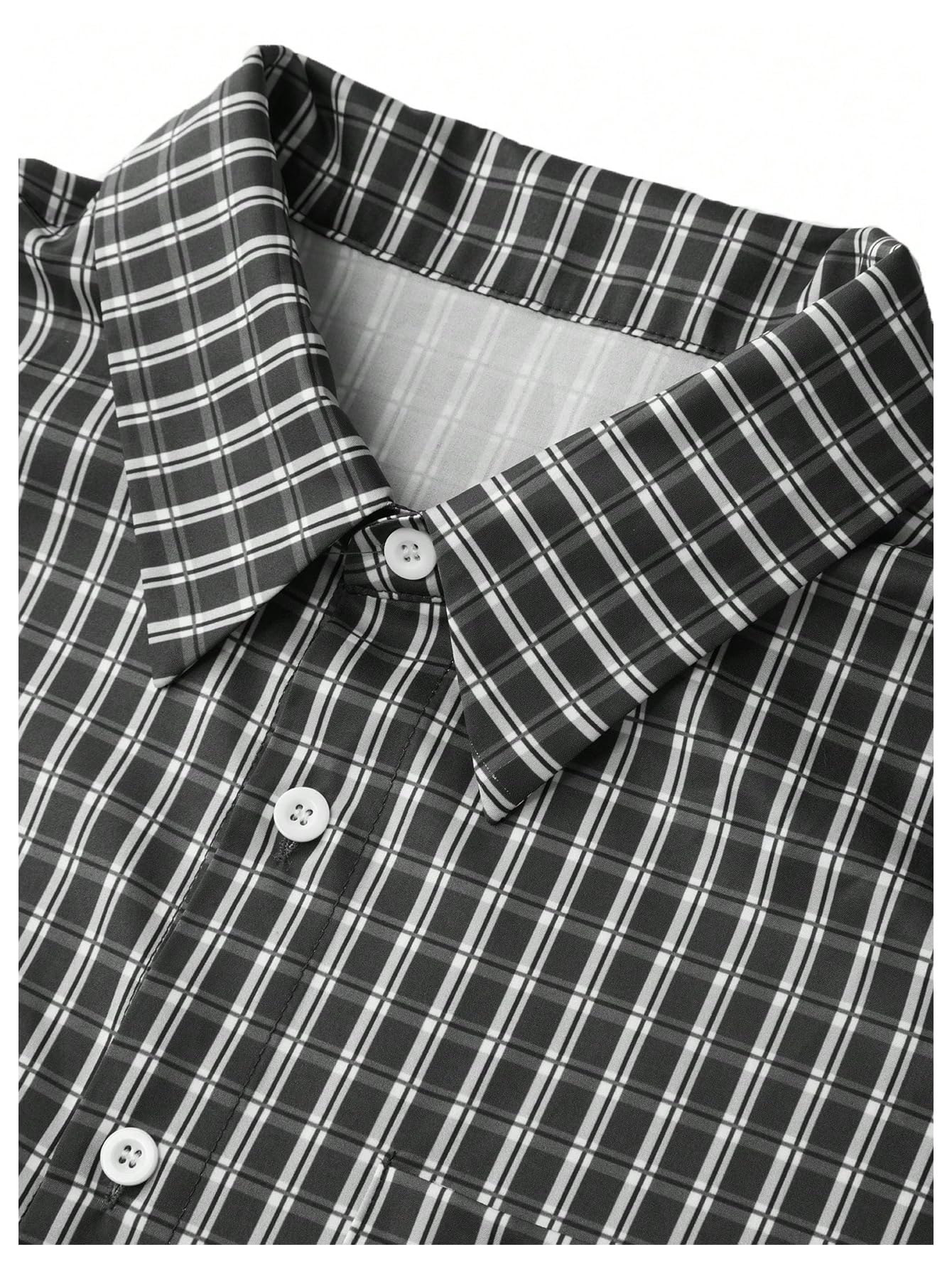 Men's Gingham Cropped Button Down Shirts