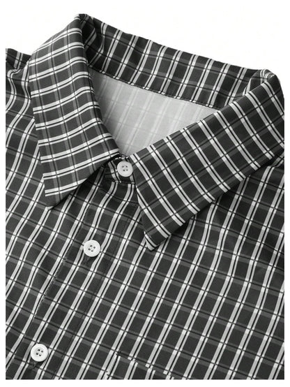 Men's Gingham Cropped Button Down Shirts