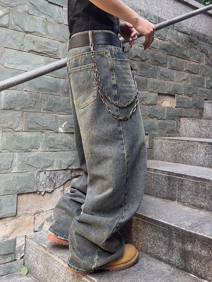 Mens Streetwear Hip Hop Baggy Wide Leg jeans