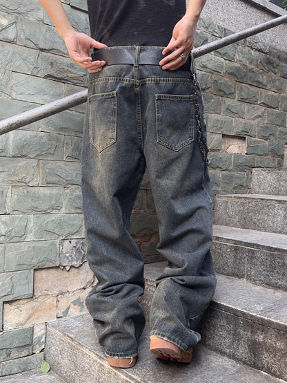 Mens Streetwear Hip Hop Baggy Wide Leg jeans