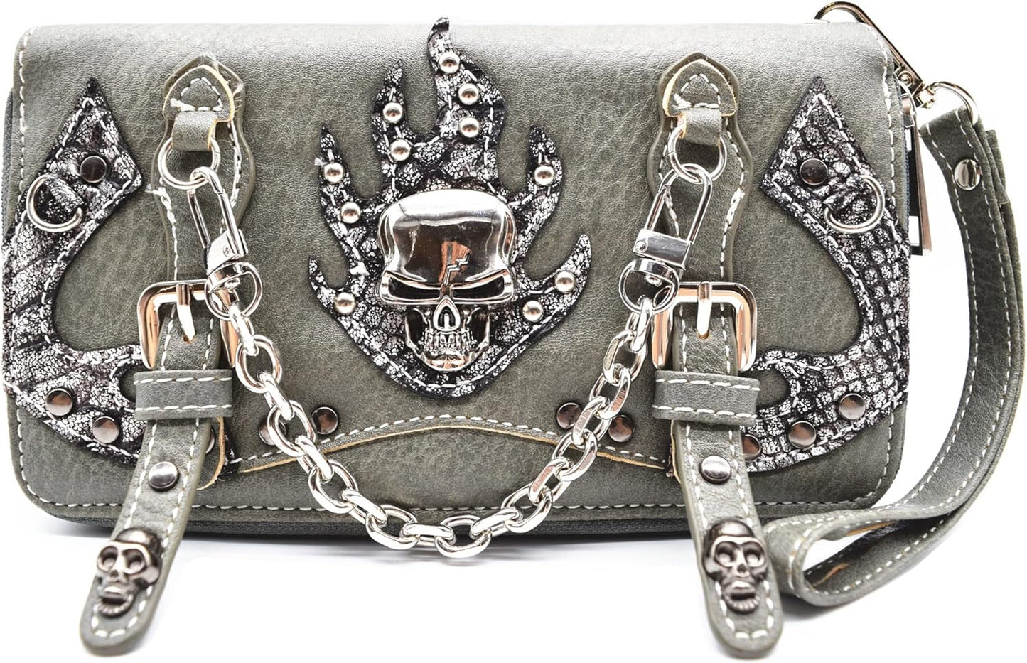 Punk Gothic Rock Metallic Skull Chain Purse