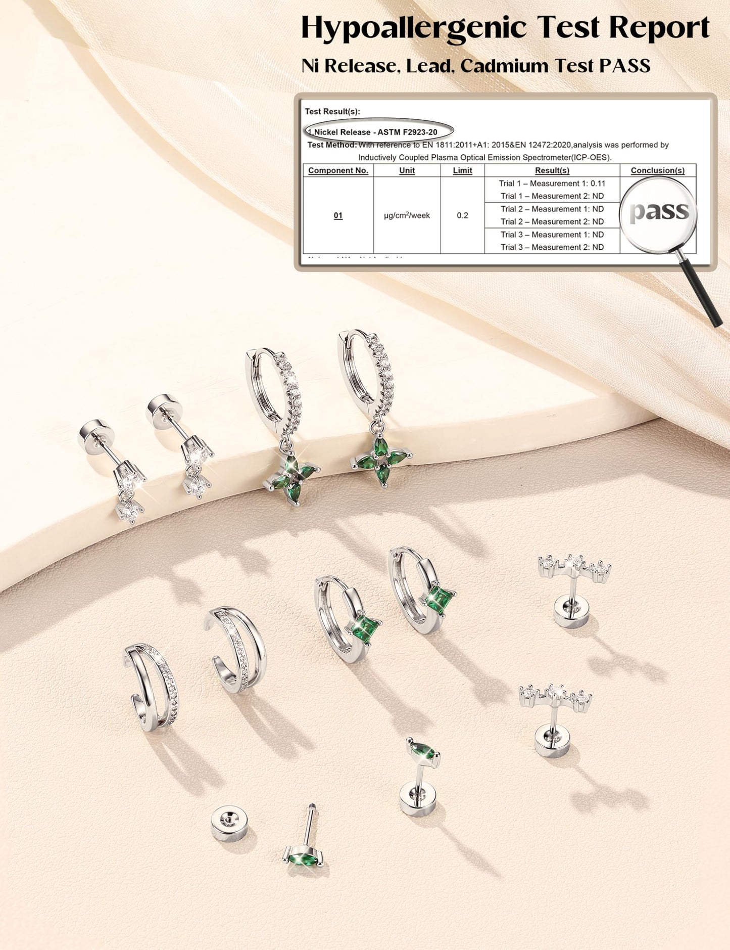 6 Pairs Silver Earrings Stacks for Women