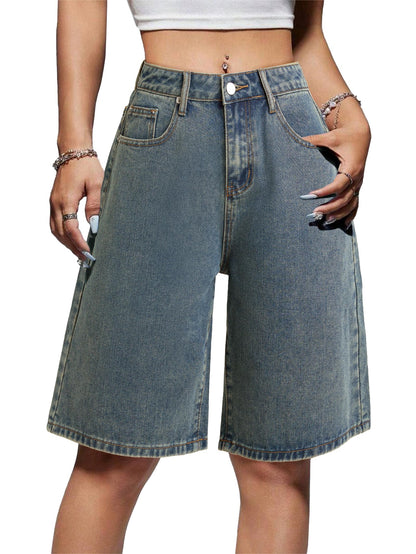 Women Baggy Jeans Jorts Outfits Mid-Low Waisted Denim