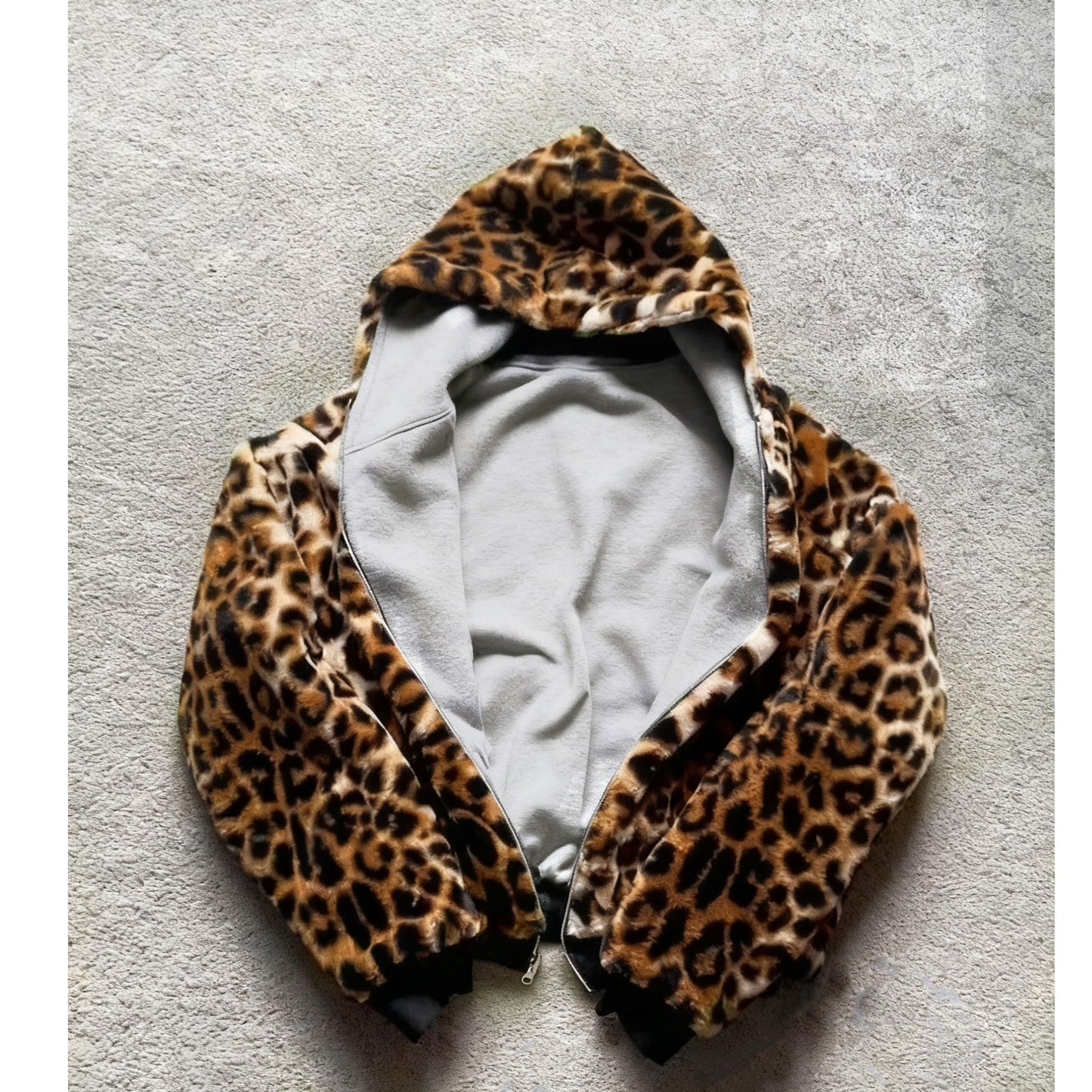 CUTEGAL Zip Up Hoodie Oversized Leopard Print Jacket Reversible Streetwear Fall Grunge Hoodies Streetwear