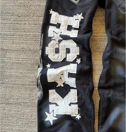 Double Waisted Sweatpants Men Graphic Embroider Y2k Sweatpants