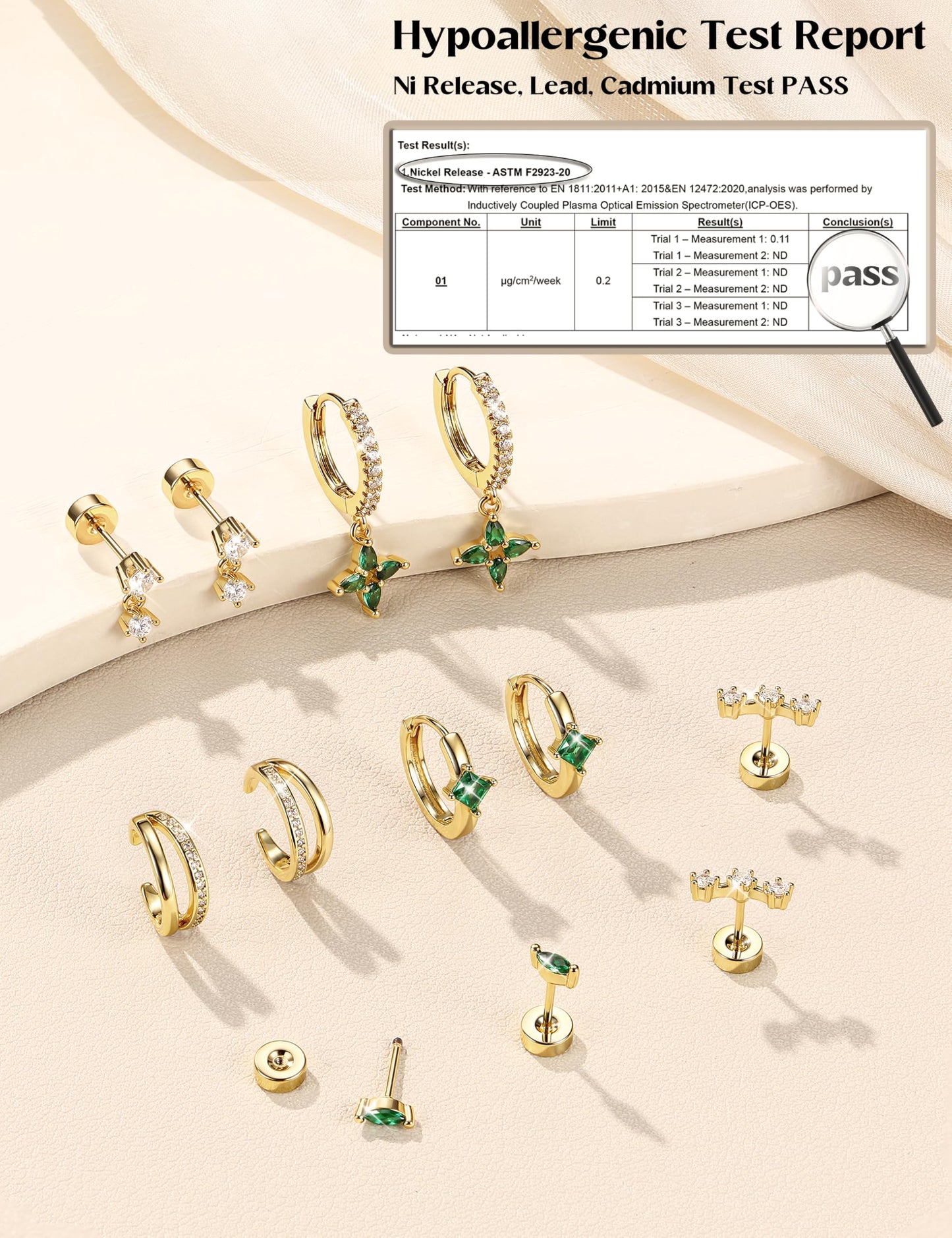 6 Pairs Silver Earrings Stacks for Women