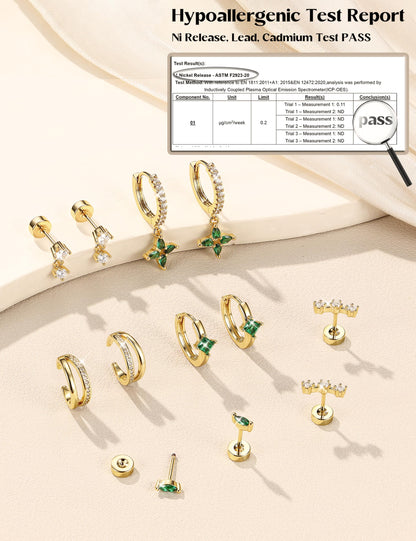 6 Pairs Silver Earrings Stacks for Women