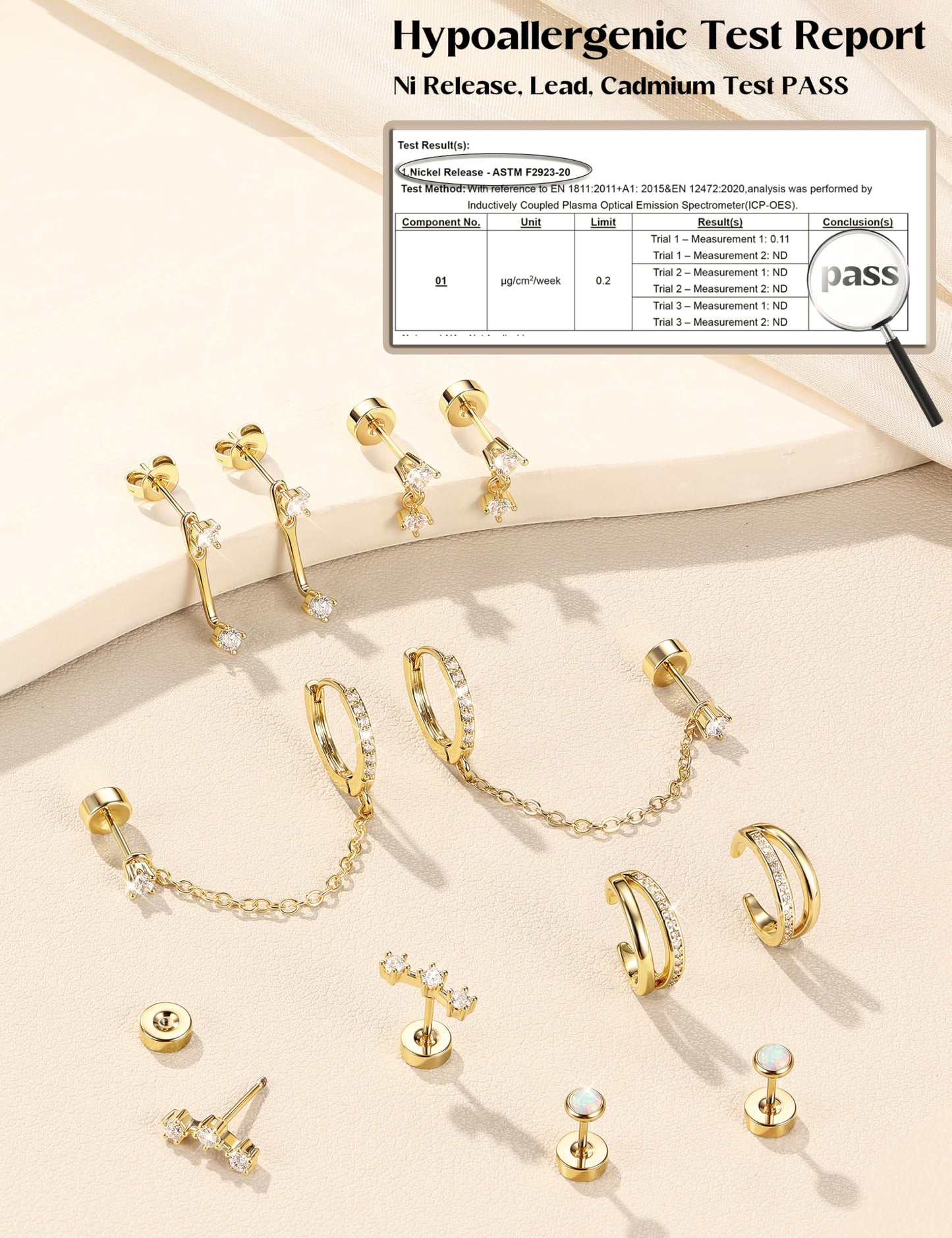 6 Pairs Silver Earrings Stacks for Women