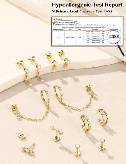 6 Pairs Silver Earrings Stacks for Women