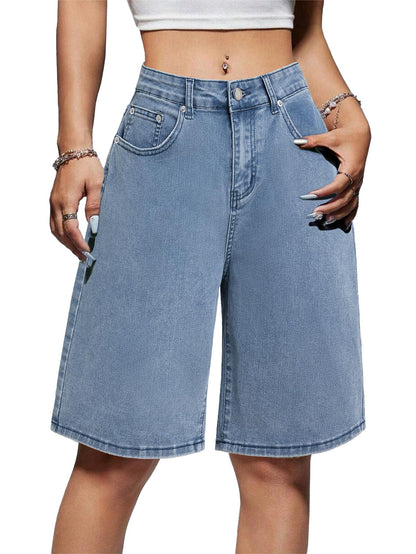 Women Baggy Jeans Jorts Outfits Mid-Low Waisted Denim