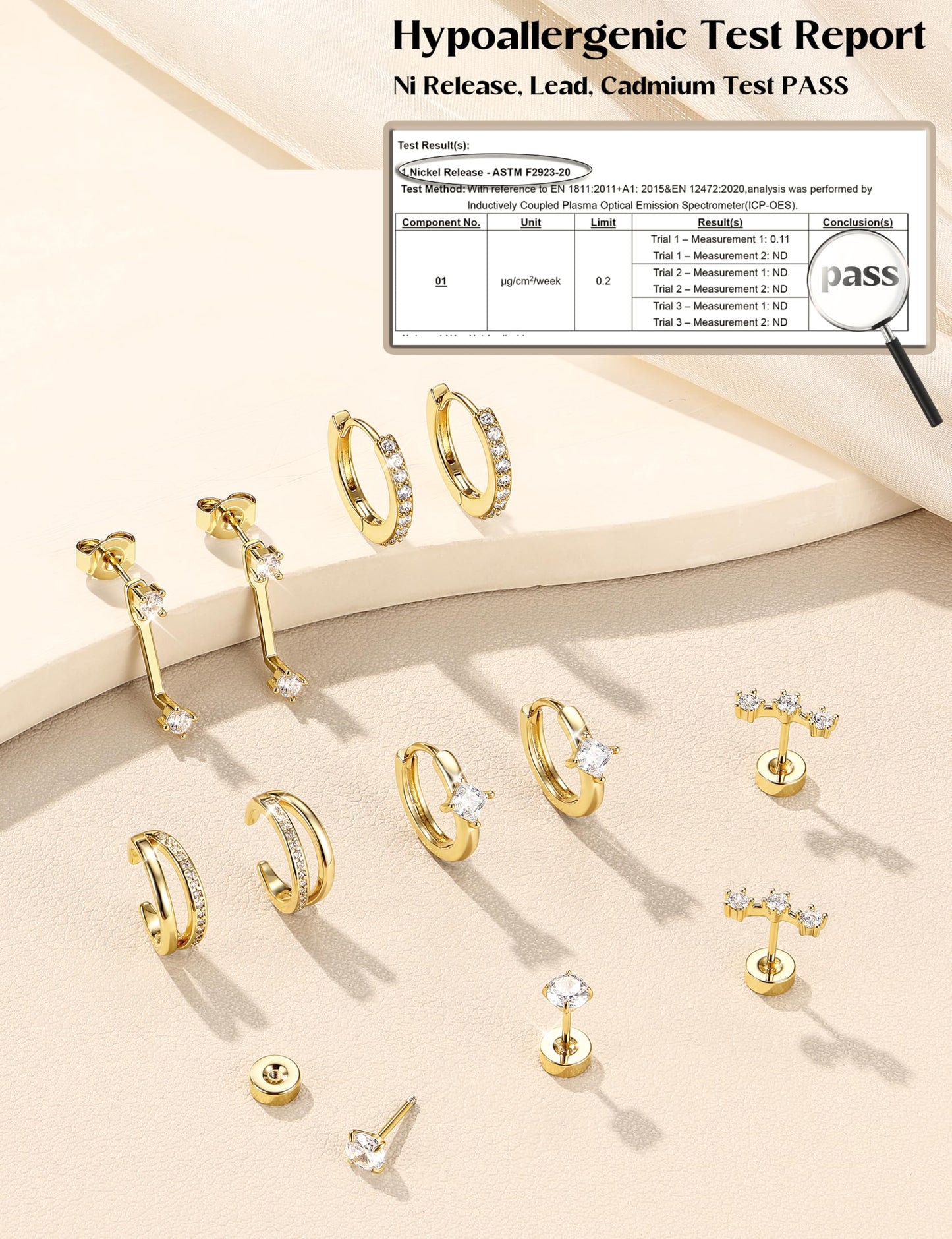 6 Pairs Silver Earrings Stacks for Women