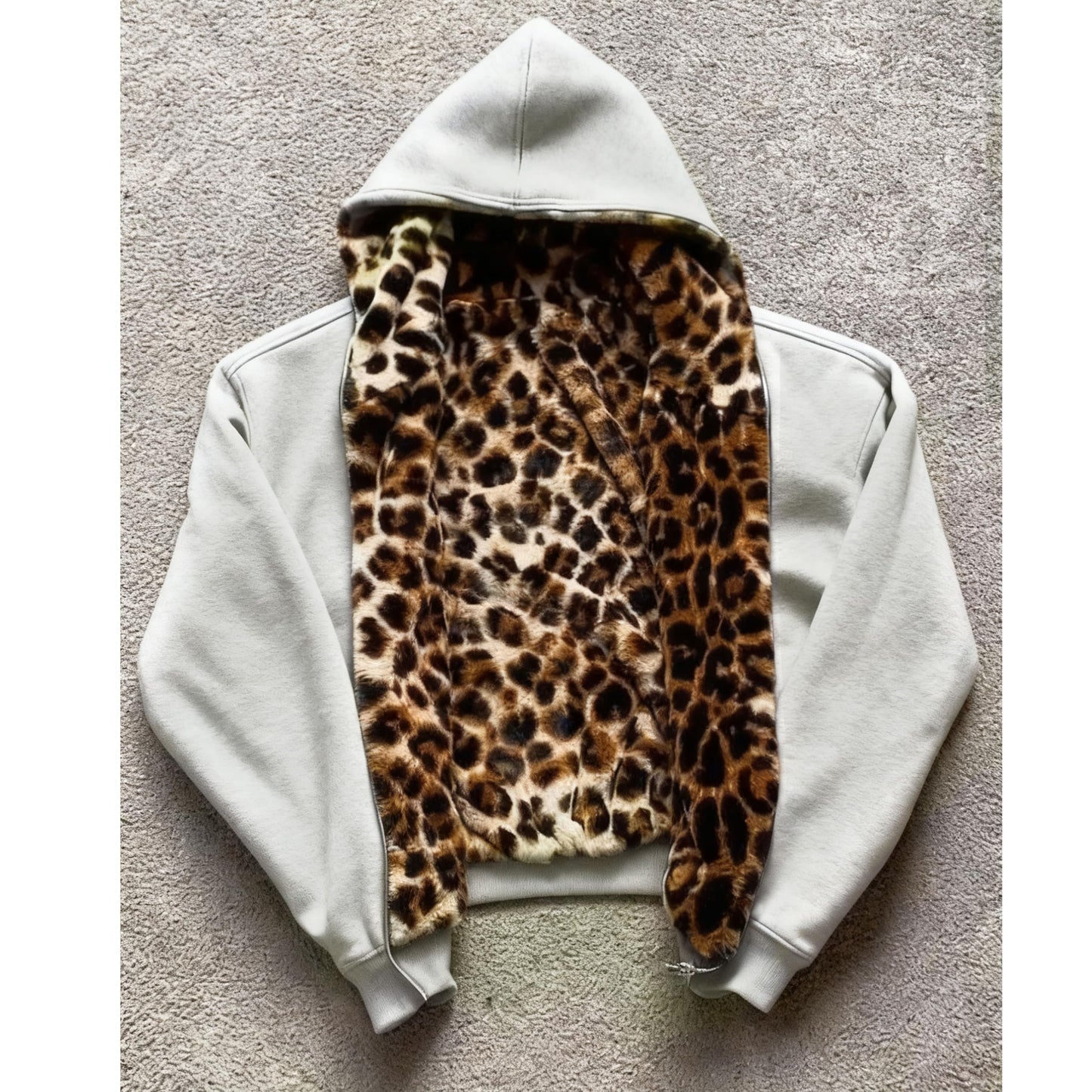 CUTEGAL Zip Up Hoodie Oversized Leopard Print Jacket Reversible Streetwear Fall Grunge Hoodies Streetwear